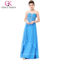 Grace Karin Neue elegante lange Himmel blaue Hochzeitsfest Kleid wulstige Chiffon Abendkleid CL6183